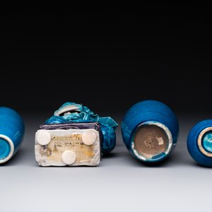 Three Chinese turquoise-glazed vases and a turquoise and aubergine-glazed Buddhist lion, Kangxi — photo 4