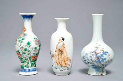 Three Chinese vases, various marks, 19/20th C.