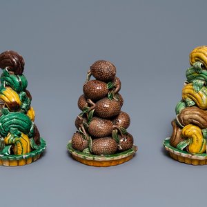 Three Chinese verte biscuit fruit pyramids, Kangxi — 照片 1