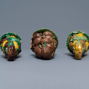 Three Chinese verte biscuit fruit pyramids, Kangxi — 照片 7