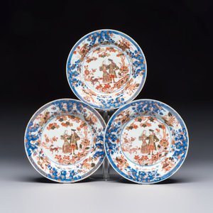Three Chinese verte-Imari "Governor Duff" plates — photo 1