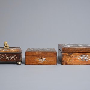 Three Chinese wooden boxes with mother of pearl inlay, 19th C. — photo 2