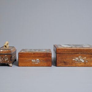 Three Chinese wooden boxes with mother of pearl inlay, 19th C. — photo 3