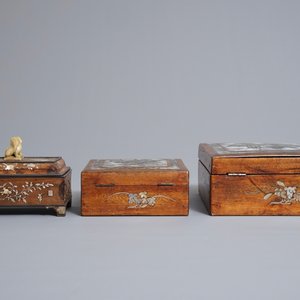 Three Chinese wooden boxes with mother of pearl inlay, 19th C. — photo 4