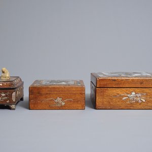 Three Chinese wooden boxes with mother of pearl inlay, 19th C. — photo 5
