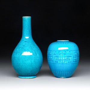 Three Chinese yellow-glazed vases and two turquoise-glazed vases, 19th C. — photo 6