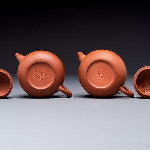 Three Chinese Yixing stoneware teapots, Chen Ziwen 陳子文 and Wen Cai 文彩 mark, Kangxi and later — photo 13