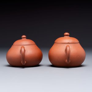 Three Chinese Yixing stoneware teapots, Chen Ziwen 陳子文 and Wen Cai 文彩 mark, Kangxi and later — photo 9