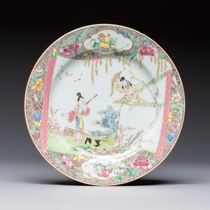 Three fine Chinese famille rose 'Xi Xiang Ji' plates, Yongzheng — foto 4