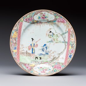 Three fine Chinese famille rose 'Xi Xiang Ji' plates, Yongzheng — foto 6