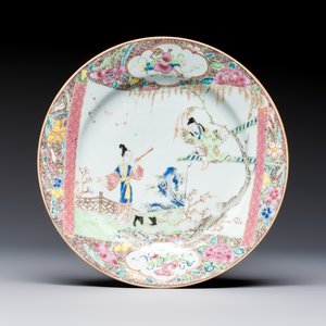 Three fine Chinese famille rose 'Xi Xiang Ji' plates — photo 6