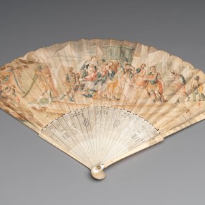 Three folding fans, water colour on paper and bone, France, 18th C. — photo 7