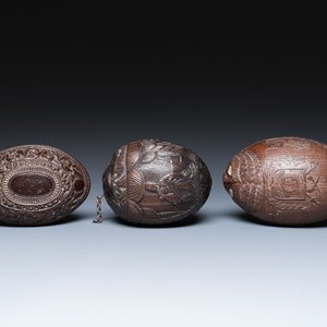 Three French colonial carved coconuts, French Guiana, 18/19th C. — 照片 6