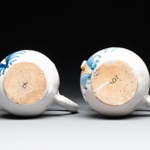 Three French white-glazed and two polychrome puzzle jugs, Nevers, 18th C. — photo 7