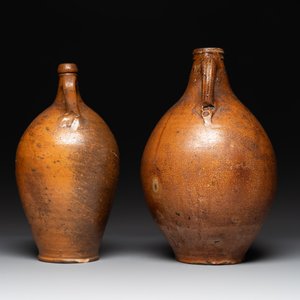 Three German stoneware jugs, including a bellarmine, and a French or English pottery jug, 17th C. and later — photo 17