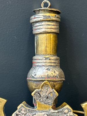 Three impressive flintlock muskets or 'moukahlas', two percussion pistols and three gunpowder horns, Morocco, 18/19th C. — photo 82