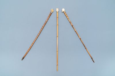 Three ivory-handled canes, 19th C.