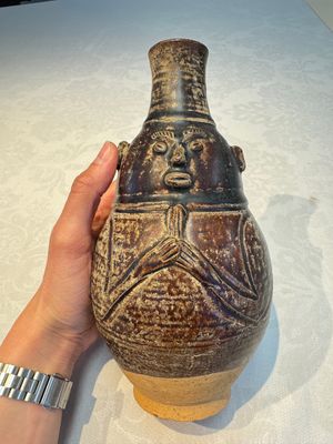 Three khmer-style brown-glazed anthropomorphic gourd-form bottles, probably 12/13th C. — photo 14