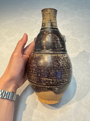 Three khmer-style brown-glazed anthropomorphic gourd-form bottles, probably 12/13th C. — photo 16