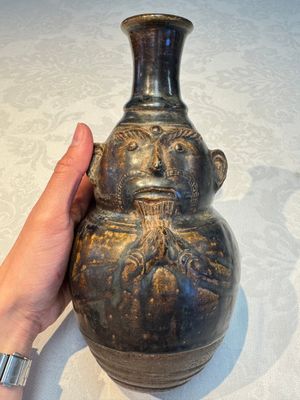 Three khmer-style brown-glazed anthropomorphic gourd-form bottles, probably 12/13th C. — photo 26