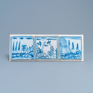 Three large blue and white tiles, Kellinghusen, Germany, 1st quarter 19th C. — photo 1