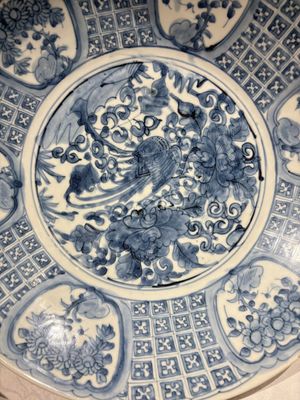 Three large Chinese Swatow blue and white dishes, Ming — 照片 2