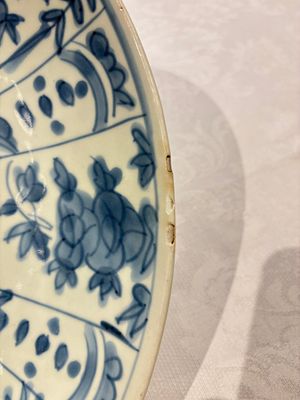 Three large Chinese Swatow blue and white dishes, Ming — 照片 6