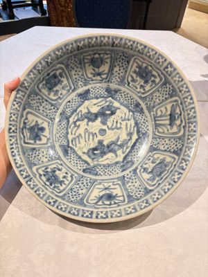 Three large Chinese Swatow blue and white dishes, Ming — 照片 8