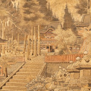 Three large Japanese silk embroideries with landscapes, Meiji, 19th C. — photo 13