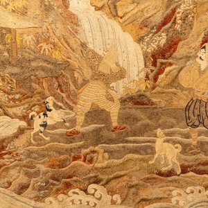 Three large Japanese silk embroideries with landscapes, Meiji, 19th C. — photo 15