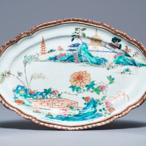 Three large oval Chinese famille rose dishes, Qianlong — 照片 4