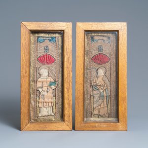 Three linen, silk- and silverthread orphrey fragments depicting Saint Agricola of Bologna, Saint Leonard and Saint Thomas, early 16th C. — photo 7
