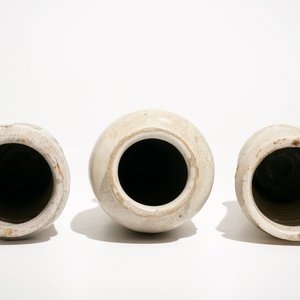 Three monochrome white maiolica albarelli, Italy, 17/18th C. — photo 5