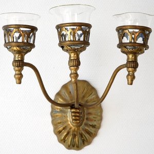 Three pairs of brass and bronze wall sconces, 18th C. — photo 2