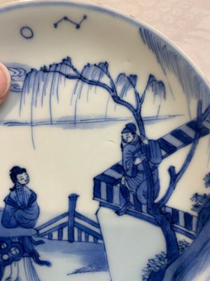 Three pairs of Chinese blue and white, famille rose and wucai saucers and plates, Tianqi and later — photo 17