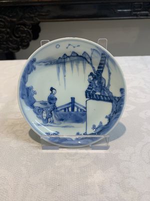 Three pairs of Chinese blue and white, famille rose and wucai saucers and plates, Tianqi and later — photo 10