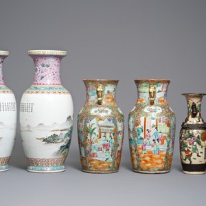 Three pairs of Chinese famille rose and verte vases, 19/20th C. — photo 5