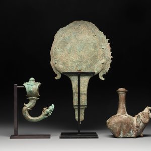Three palanquin hooks, a bronze sculpture of naga Mucalinda and an elephant-form kendi, Cambodia, 13th C. and earlier — photo 4