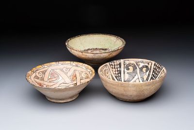Three Persian pottery bowls, 10th C. and later