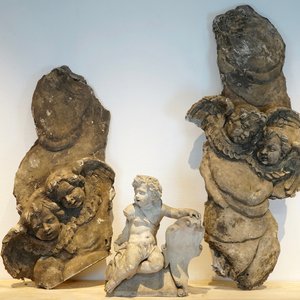 Three plaster casts of winged cherubs, 19/20th C., Bruges — photo 1