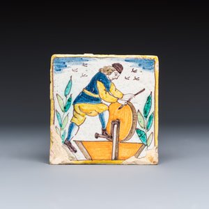 Three polychrome Catalan pottery tiles from the 'Arts and Crafts' series — photo 2