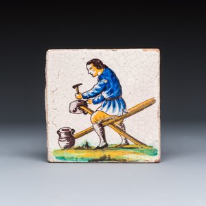 Three polychrome Catalan pottery tiles from the 'Arts and Crafts' series — photo 6