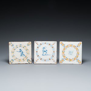 Three polychrome Dutch Delft medallion tiles, Haarlem, 17th C. — photo 1
