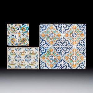Three polychrome Dutch Delft tile panels, early to mid 17th C. — photo 1