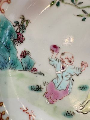 Three sets of Chinese famille rose 'Elegant Beauty and Boy' cups and saucers, Qianlong — photo 26