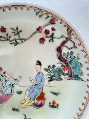 Three sets of Chinese famille rose 'Elegant Beauty and Boy' cups and saucers, Qianlong — photo 42