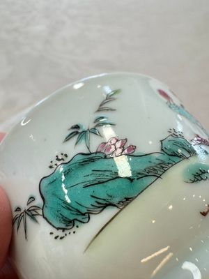 Three sets of Chinese famille rose 'Elegant Beauty and Boy' cups and saucers, Qianlong — photo 7