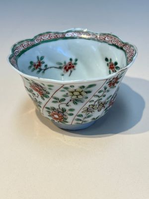 Three sets of Chinese famille verte cups and saucers with birds and flowers, various marks, Kangxi — photo 2