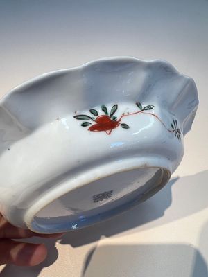 Three sets of Chinese famille verte cups and saucers with birds and flowers, various marks, Kangxi — photo 42