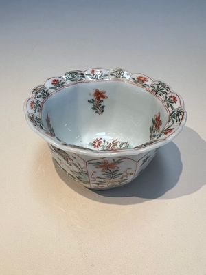 Three sets of Chinese famille verte cups and saucers with birds and flowers, various marks, Kangxi — photo 9